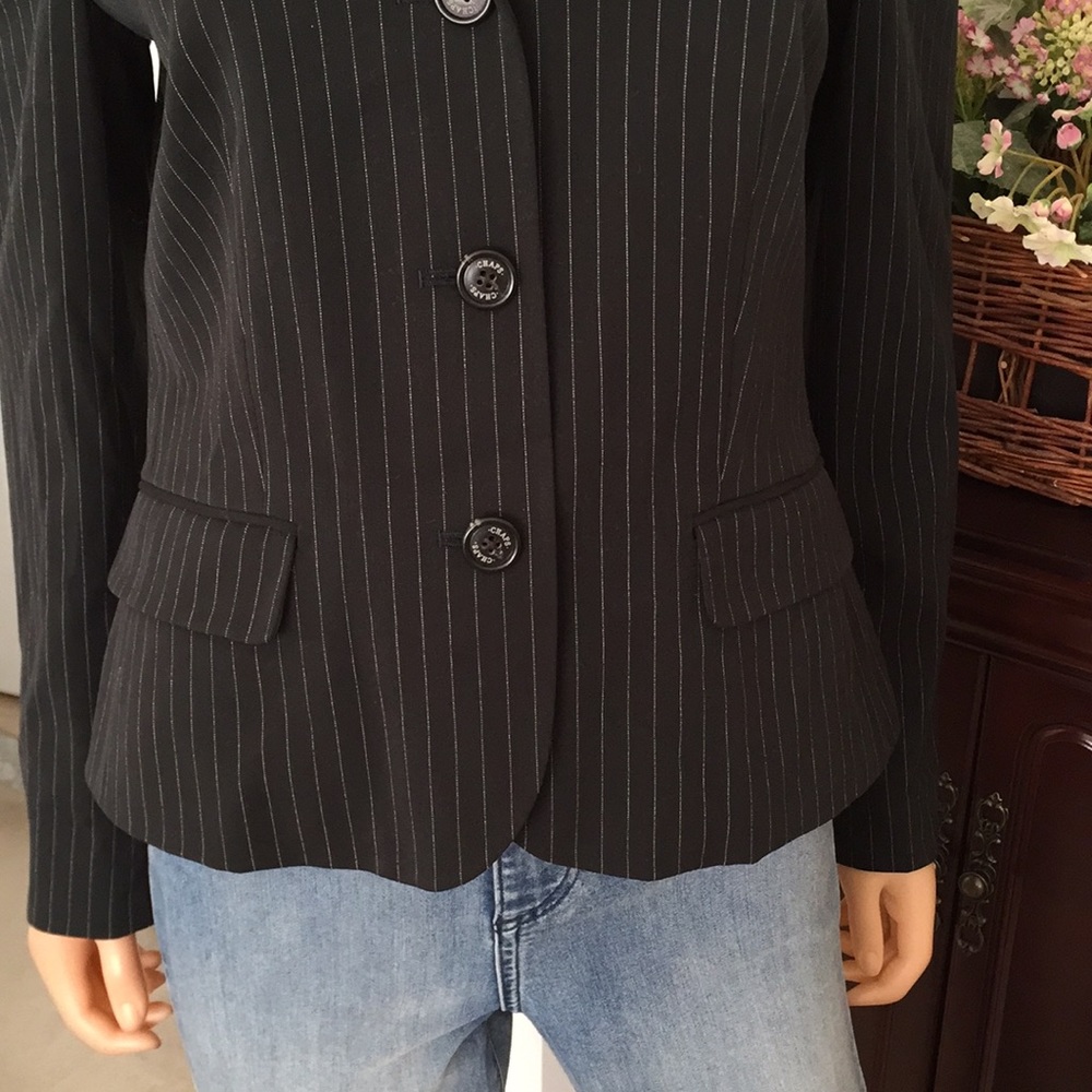 Ralph Lauren Chaps Black Pinstripe Blazer Tailored Jacket Size 8 - Picture 5 of 9